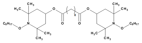Decanedioic acid, bis(2,2,6,6-tetramethyl-1-(octyloxy)-4-piperidinyl)ester, reaction products with 1,1-dimethylethylhydroperoxide and octane